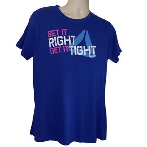 🗺 Reebok Royal Blue XL 100% Cotton T-Shirt "Get ot Right, Get it Tight" Unisex